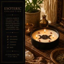 Candle with Gemstone Esoteric Good Fortune, Patchouli + Orange 200g
