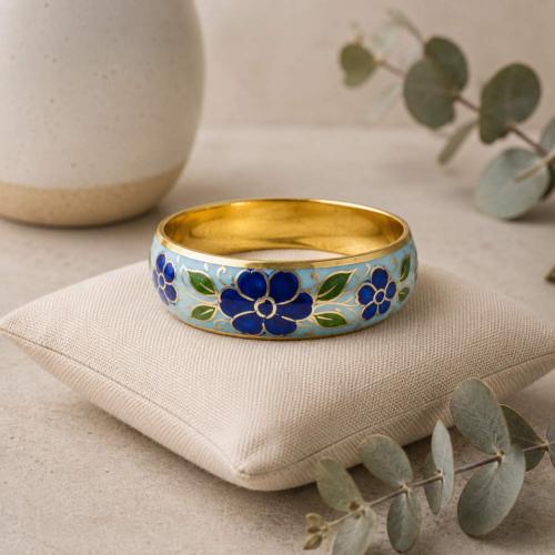 Bangle Floral Blue on Turquoise Background