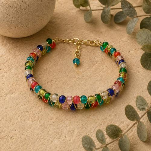 Bracelet with 2 Layers of Multicoloured Beads