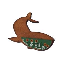Magnet with recycled circuit board, whale