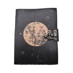 Notebook Leather Bound World Map 15x20cm