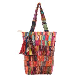 Rag Chindi Bag Recycled Sari 23 x 5 x 26cm