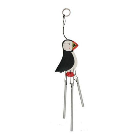 Puffin Chime Hanging, Albesia Wood and Metal