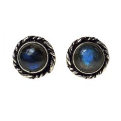 Ear studs with labradorite, blue