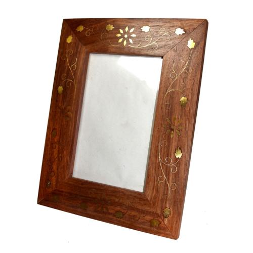 Photo Frame Sheesham Wood Floral Design 16.5 x 21.5cm 4x6 Inch Photo