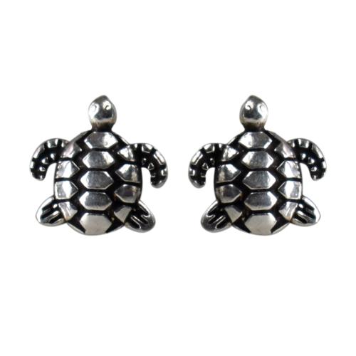 Ear studs, silver colour, Turtle