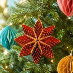 Hanging Christmas Decoration Red Paper Star