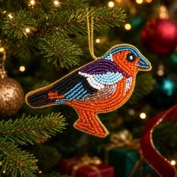 Hanging Christmas Decoration Multicoloured Bird Beaded 