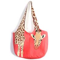 Shoulder bag, cotton, giraffe