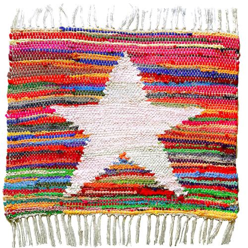 Rug/doormat, recycled polyester & cotton star multi coloured 45x60cm