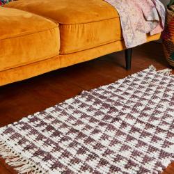 Chindi rag rug recycled cotton brown 60x90cm