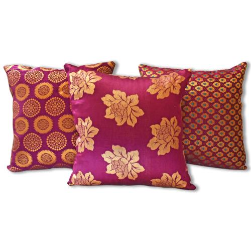 Purple cushion cover with recycled brocade fabric 40 x 40 cm  