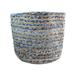 Basket plaited hemp and recycled denim, blue and natural 20 x 20cm