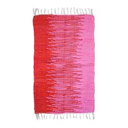 Rag rug, recycled cotton, red/pink gradient 60 x 90cm