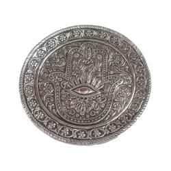 Incense Plate Aluminium Hamsa Hand / Eye 12.5cm