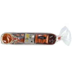 Orange incense cone and ceramic t-light in boat gift set, 17 x 4cm