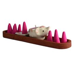 Lotus incense cone and ceramic t-light in boat gift set, 17 x 4cm