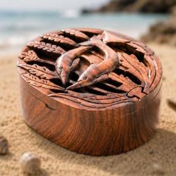 Dolphin Puzzle Box Suar Wood