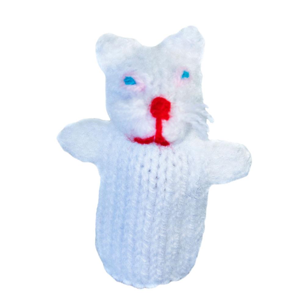 Finger puppet, white cat