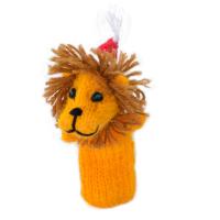 Finger puppet, lion with Christmas hat