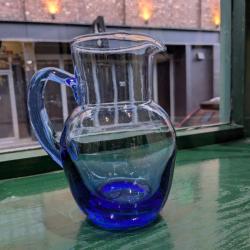 Jug Recycled Glass Blue Tinted, 18cm height