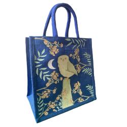 Jute shopping bag, Owl and Moon 30x30cm