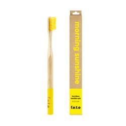 Yellow medium bristled adult's toothbrush made from eco-friendly Bamboo