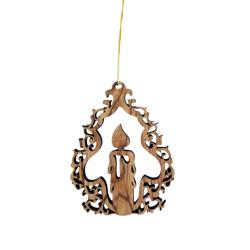 Hanging Christmas Decoration Olive Wood Candle