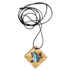 Pendant Olive Wood Dove with Mother of Pearl 6 x 10cm