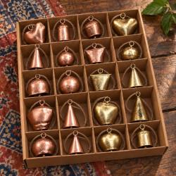 Set of 20 metal hanging bells, 2 each of 10 designs