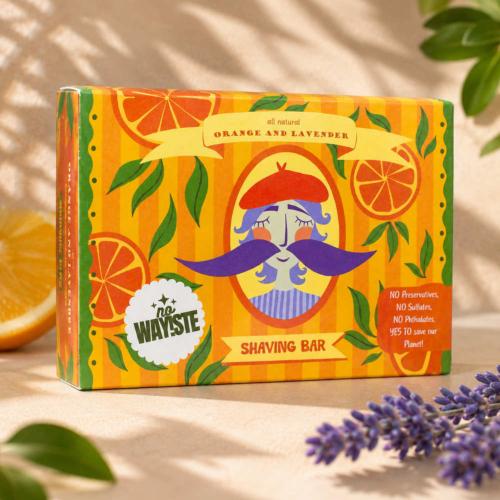 NO WAY!STE Solid Shaving Bar Orange and Lavender 95g