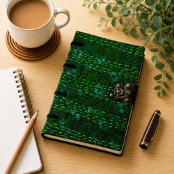 Notebook Metal Clasp Recycled Textile Dark Colours 12x18cm