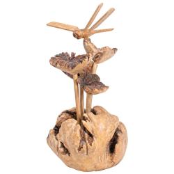 Handcrafted Wooden Dragonfly on Woodland Toadstools