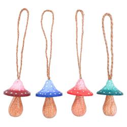 Handcrafted Flat Toadstool Hanging Decorations - Assorted Colours (Set of 48)