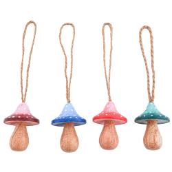Handcrafted Flat Toadstool Hanging Decorations - Assorted Colours (Set of 48)