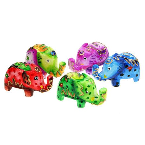 Colourful wooden elephant 10cm