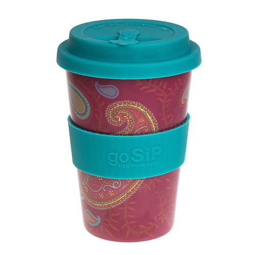 Reusable travel cup, biodegradable, paisley massala