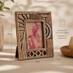 Photo Picture Frame Hand Carved Wood Cutout 4 x 6 inch Photo