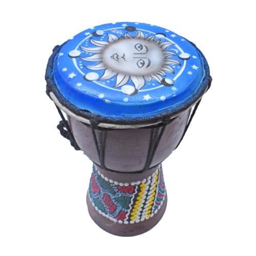 Djembe Drum Sun Face on Blue 20cm