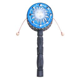 Rattle Albesia Wood Sun Face Dark Handle