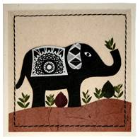 Handmade greetings card, black elephant