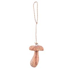 Hand-Carved Wooden Toadstool Hanging Decoration (7cm)