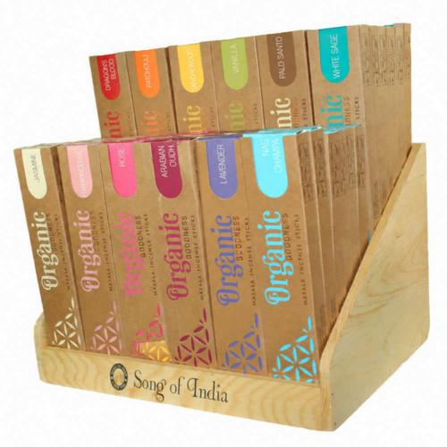 72 packs of incense sticks, Organic Goodness, (each pack 15g) + display stand