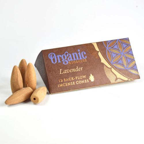 Organic Goodness Lavender 12 Back-Flow Incense Cones set of 6