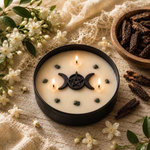 Candle with Gemstone Esoteric Divine Goddess, Jasmine + Oudh 200g
