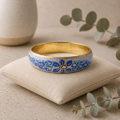 Bangle Floral Bright Blue on Light Pink