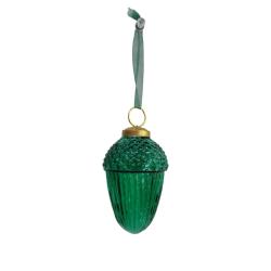Hanging Tree Decoration Glass Acorn Green