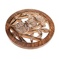 Trivet mango wood, owls 20cm