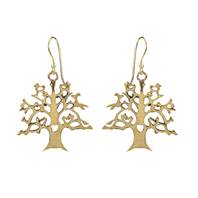 Earrings gold colour, tree