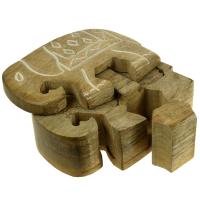 Elephant shaped puzzle box, mango wood